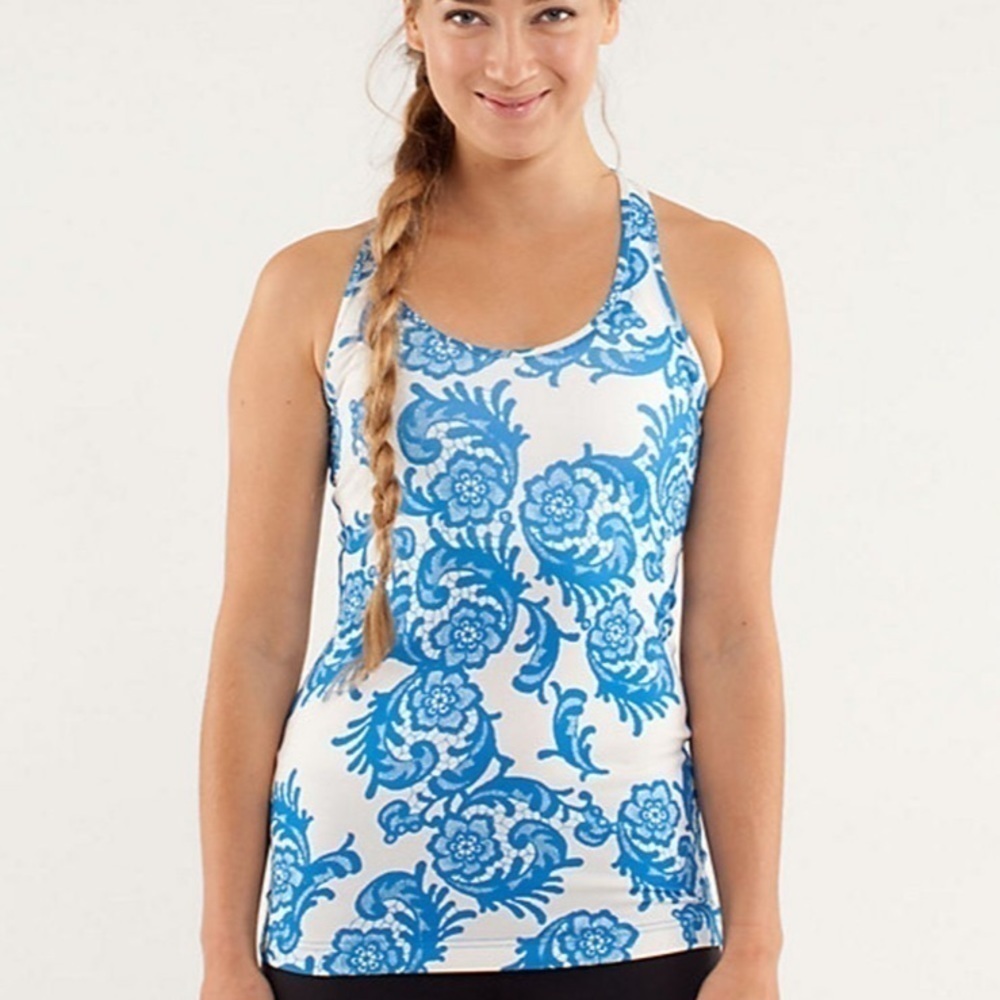 Lululemon Cool Racerback Laceoflage Beaming Blue Size 8